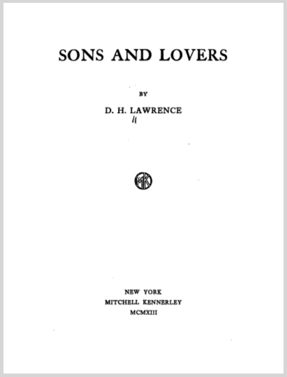 Sons And Lovers D.H.Lawre